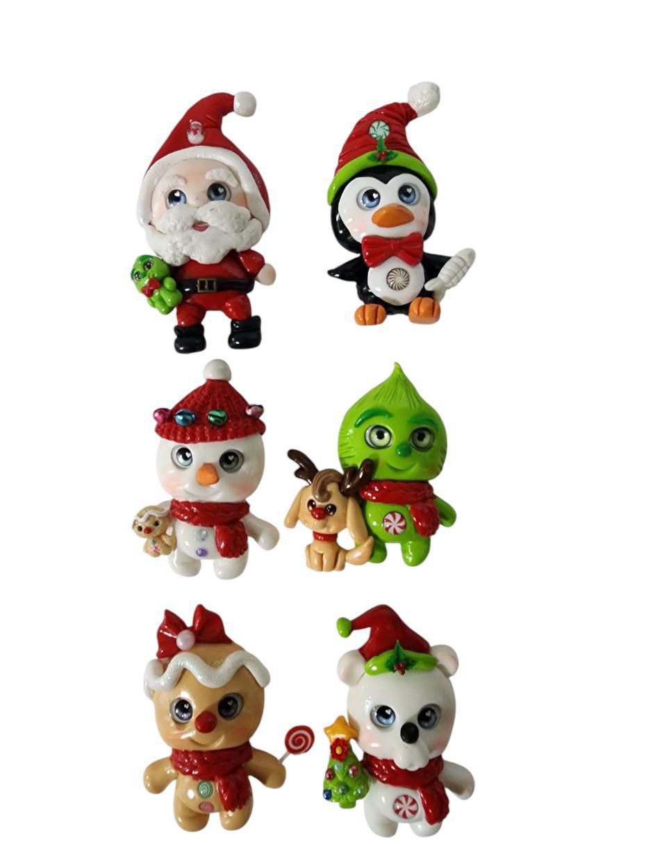 Set imanes Limerence by Claudia Herrera Pingüino y Santa Claus para decoración