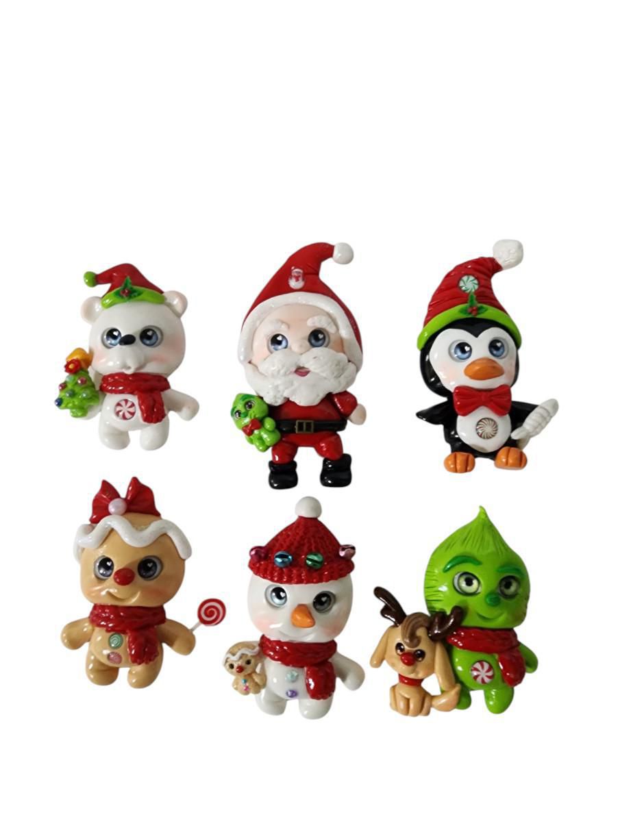 Set imanes Limerence by Claudia Herrera Pingüino y Santa Claus para decoración
