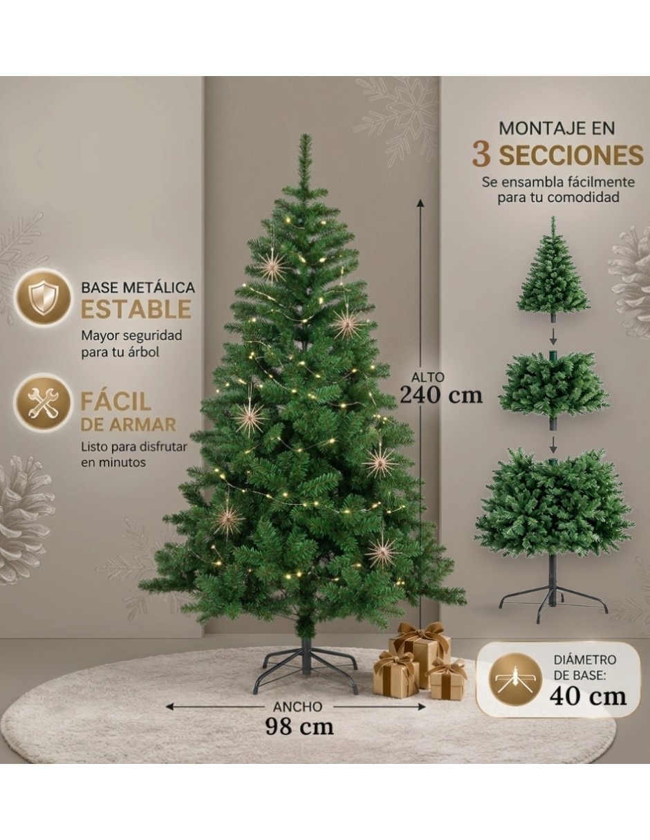 Árbol de navidad frondoso de 3 metros con 1800 ramas 7