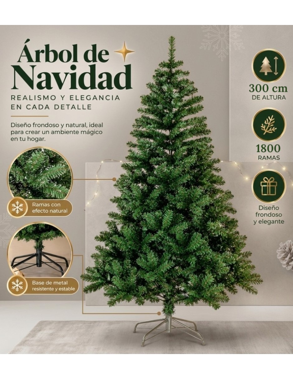 Árbol de navidad frondoso de 3 metros con 1800 ramas 3