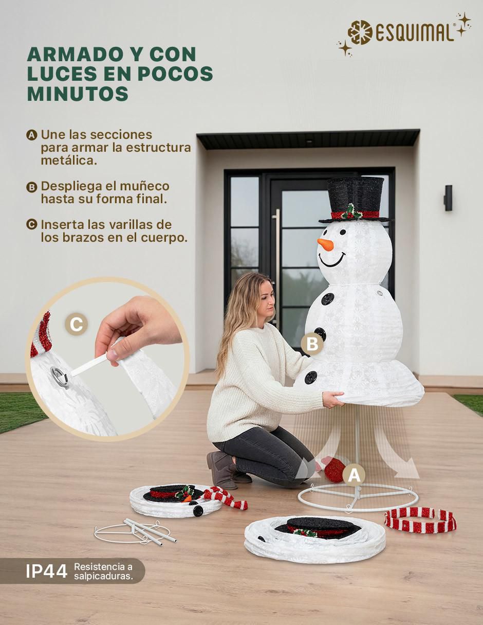 Figura decorativa navideña Familia De Muñecos De Nieve Iluminados 2