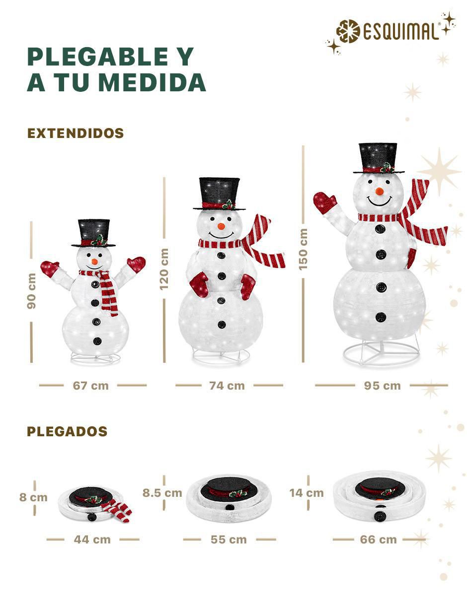 Figura decorativa navideña Familia De Muñecos De Nieve Iluminados 6