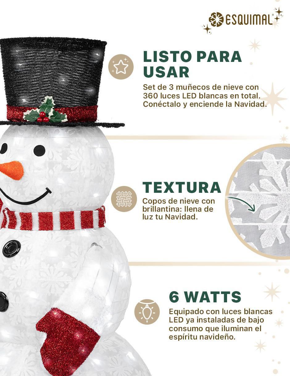 Figura decorativa navideña Familia De Muñecos De Nieve Iluminados 3