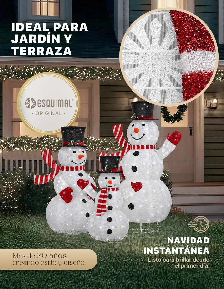 Figura decorativa navideña Familia De Muñecos De Nieve Iluminados 5