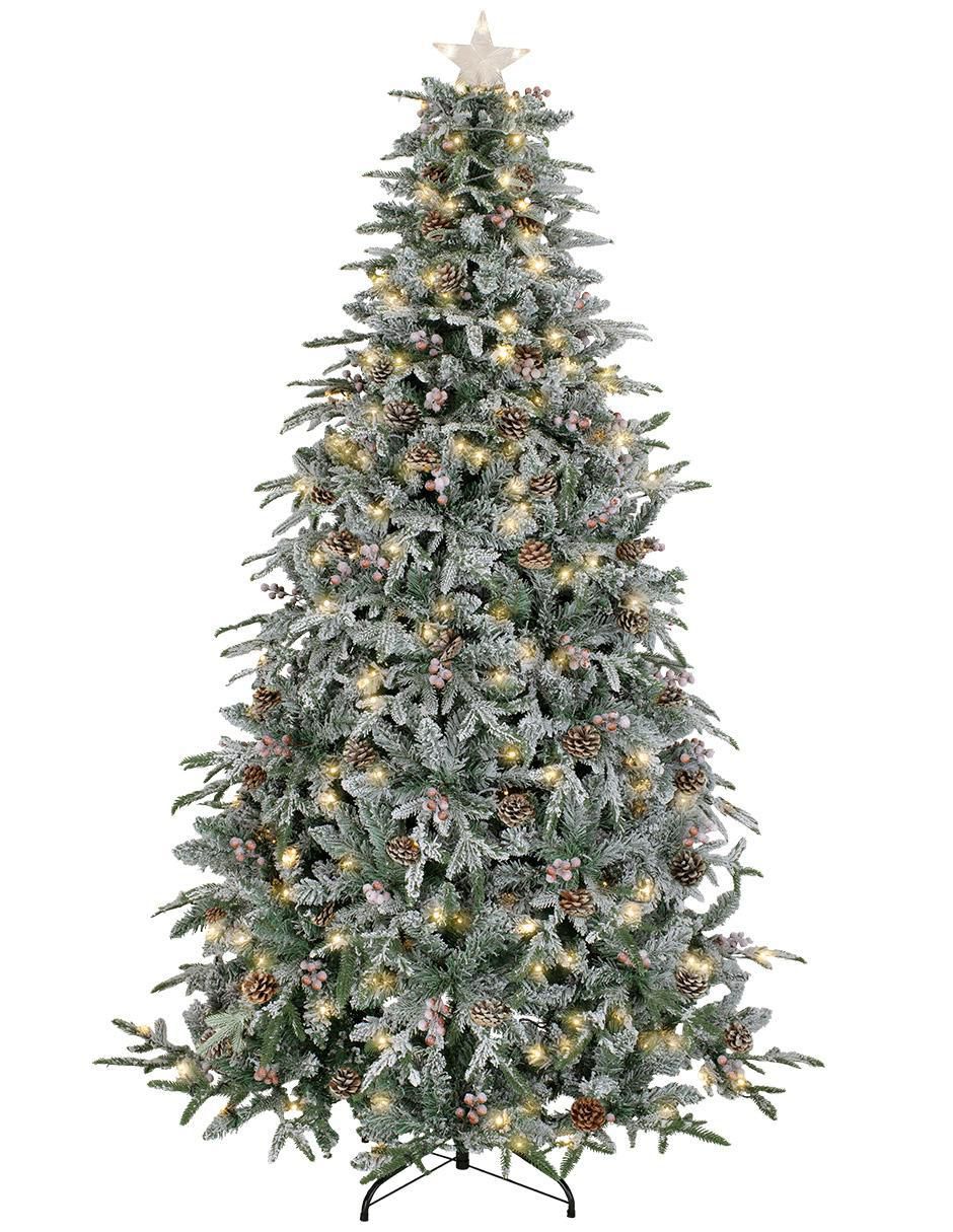 Árbol de navidad Nevado con Frutos y Estrella con 250 luces 1