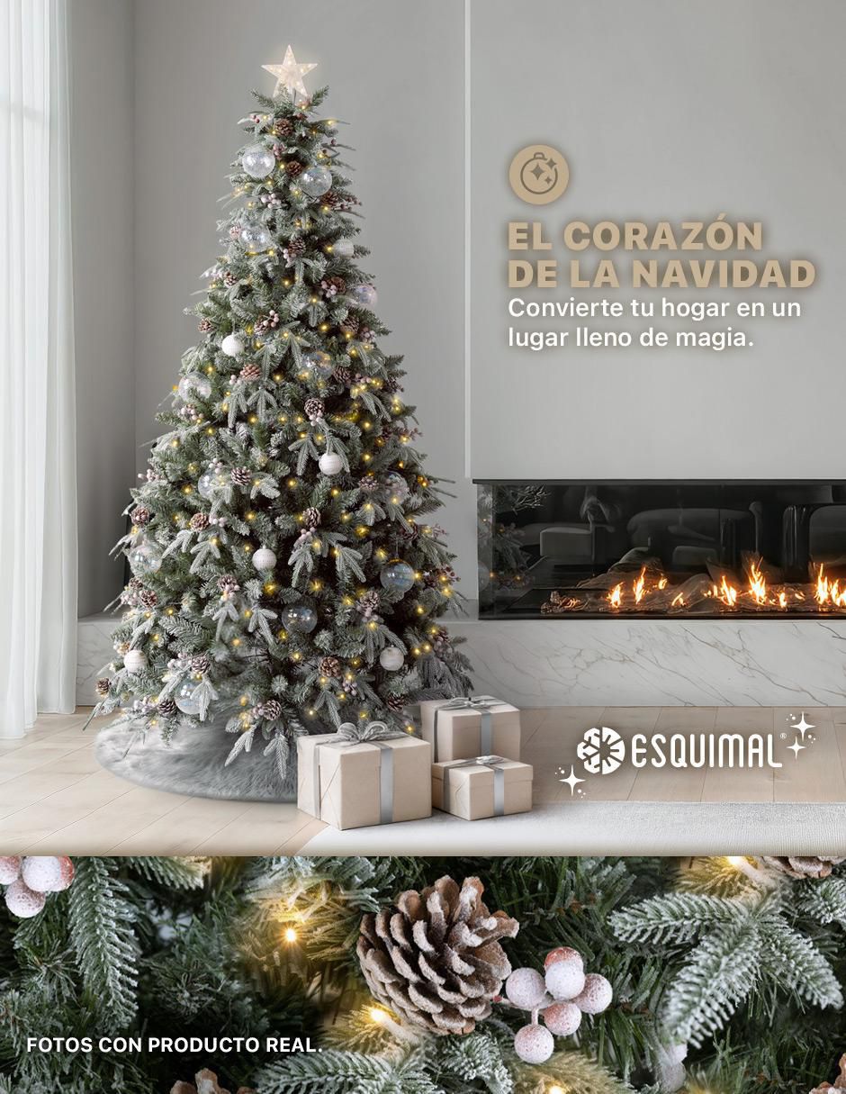 Árbol de navidad Nevado con Frutos y Estrella con 250 luces 3