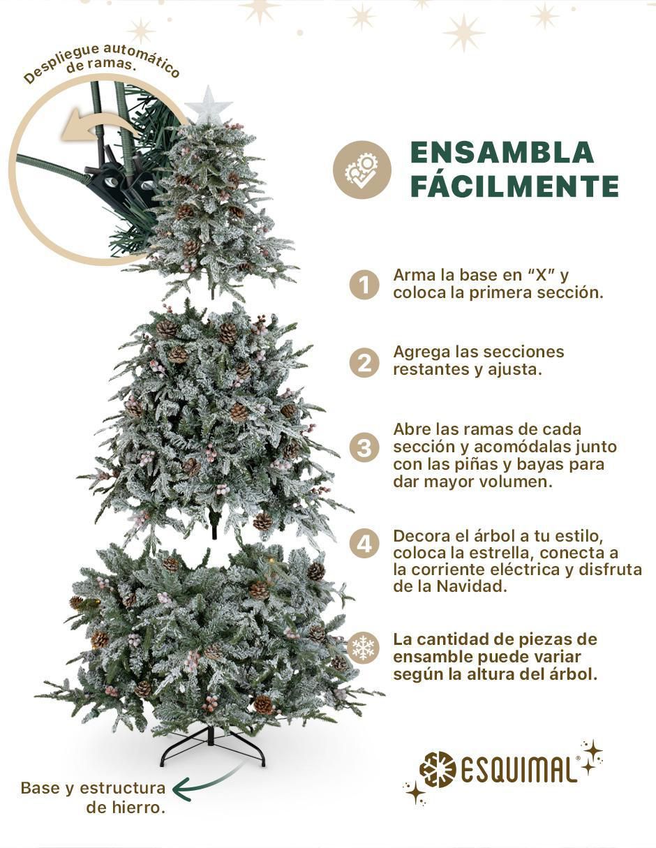 Árbol de navidad Nevado con Frutos y Estrella con 250 luces 4
