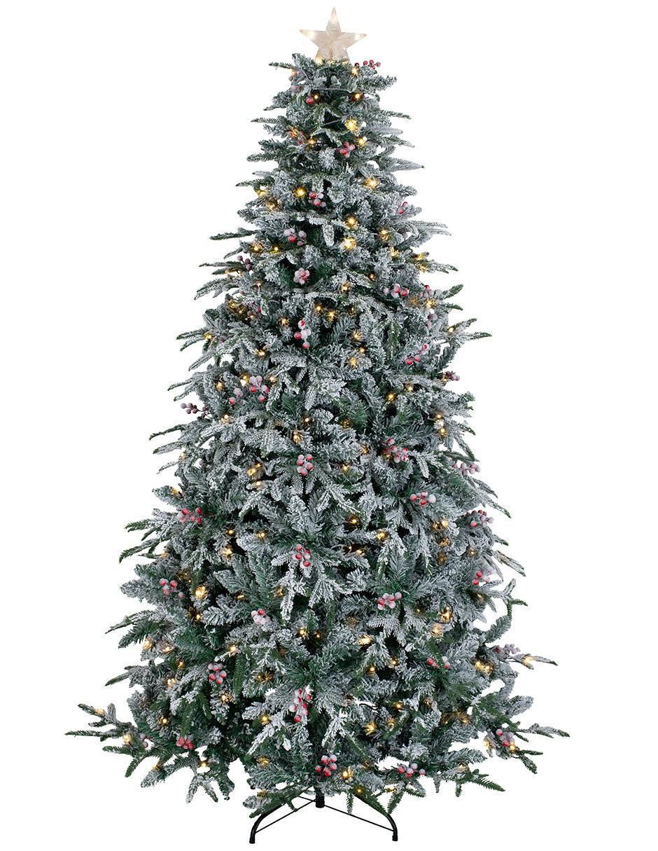 Árbol de navidad Nevado con Frutos y Estrella con 250 luces Árbol de navidad Nevado con Frutos y Estrella con 250 luces