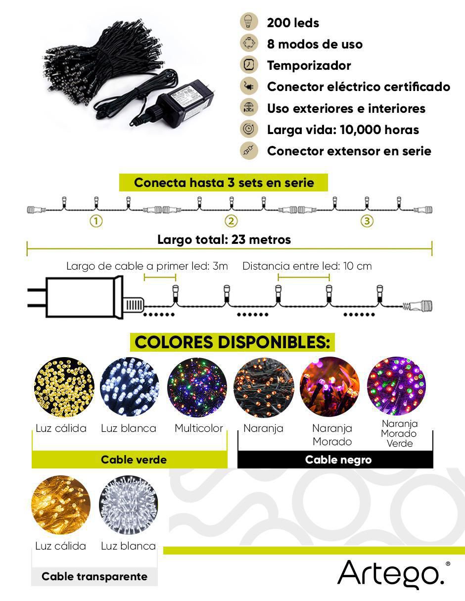 Serie funciones LED Luces de Navidad con 200 focos 8