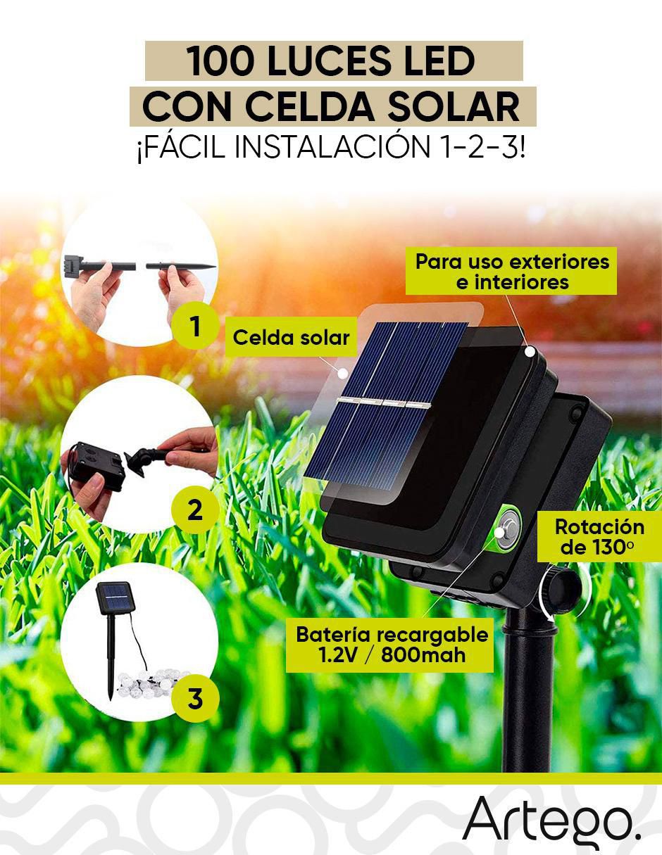 Set luces LED Solar con 100 focos