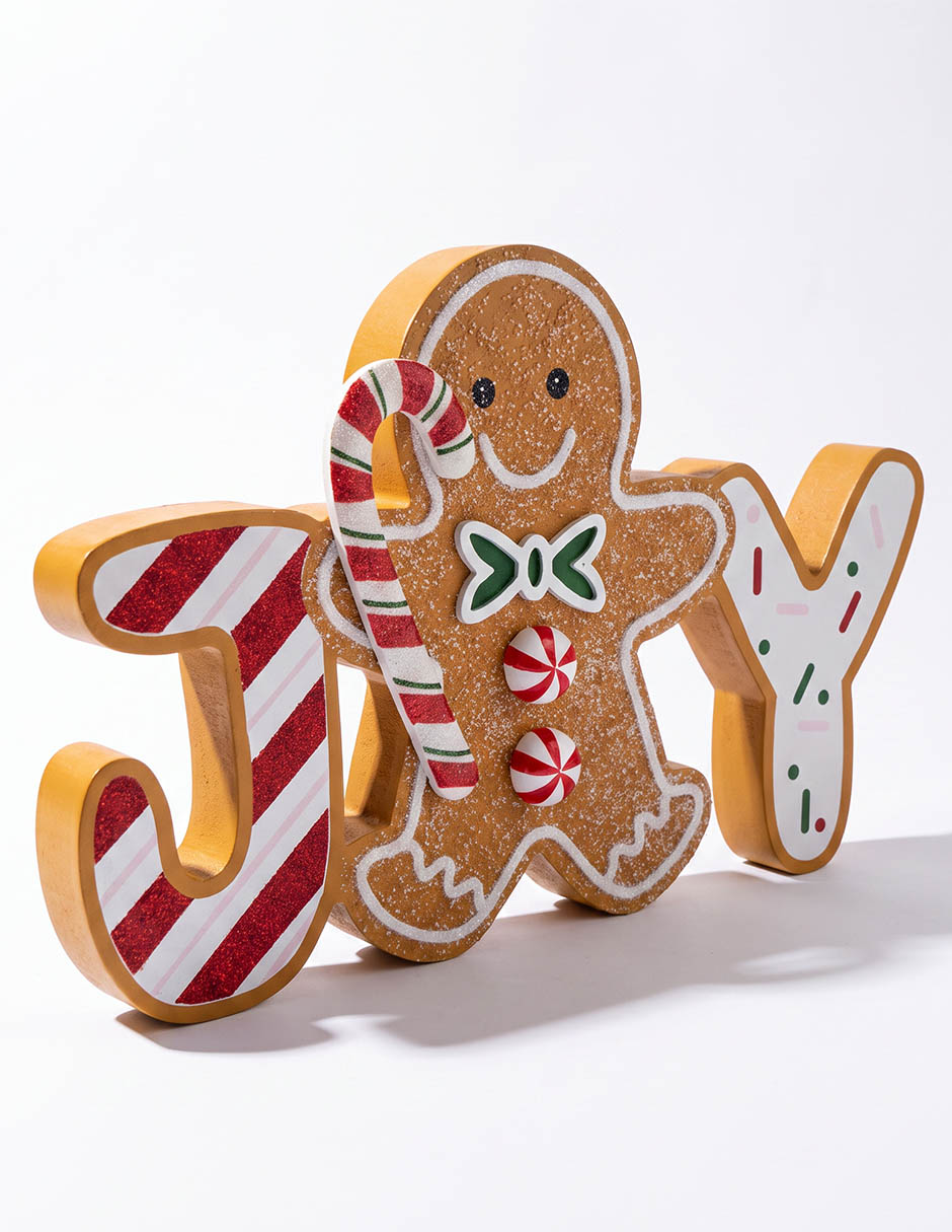Figura decorativa navideña de Muñeco Jengibre de madera 4