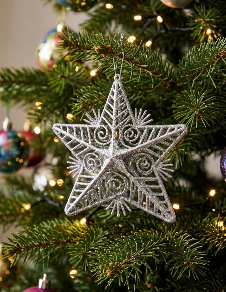 Set de ornamentos navideños con forma de estrella 2
