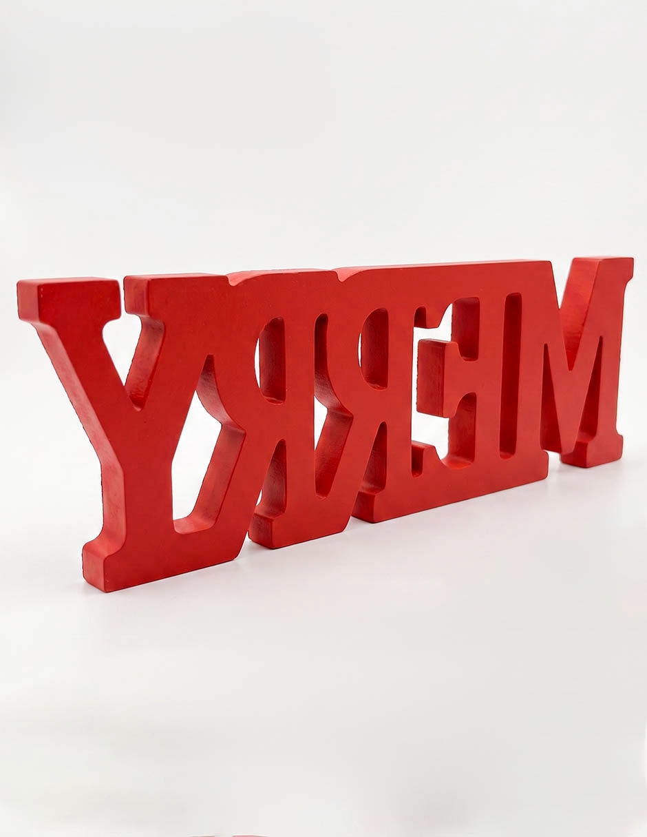 Figura decorativa navideña de letras de madera 4