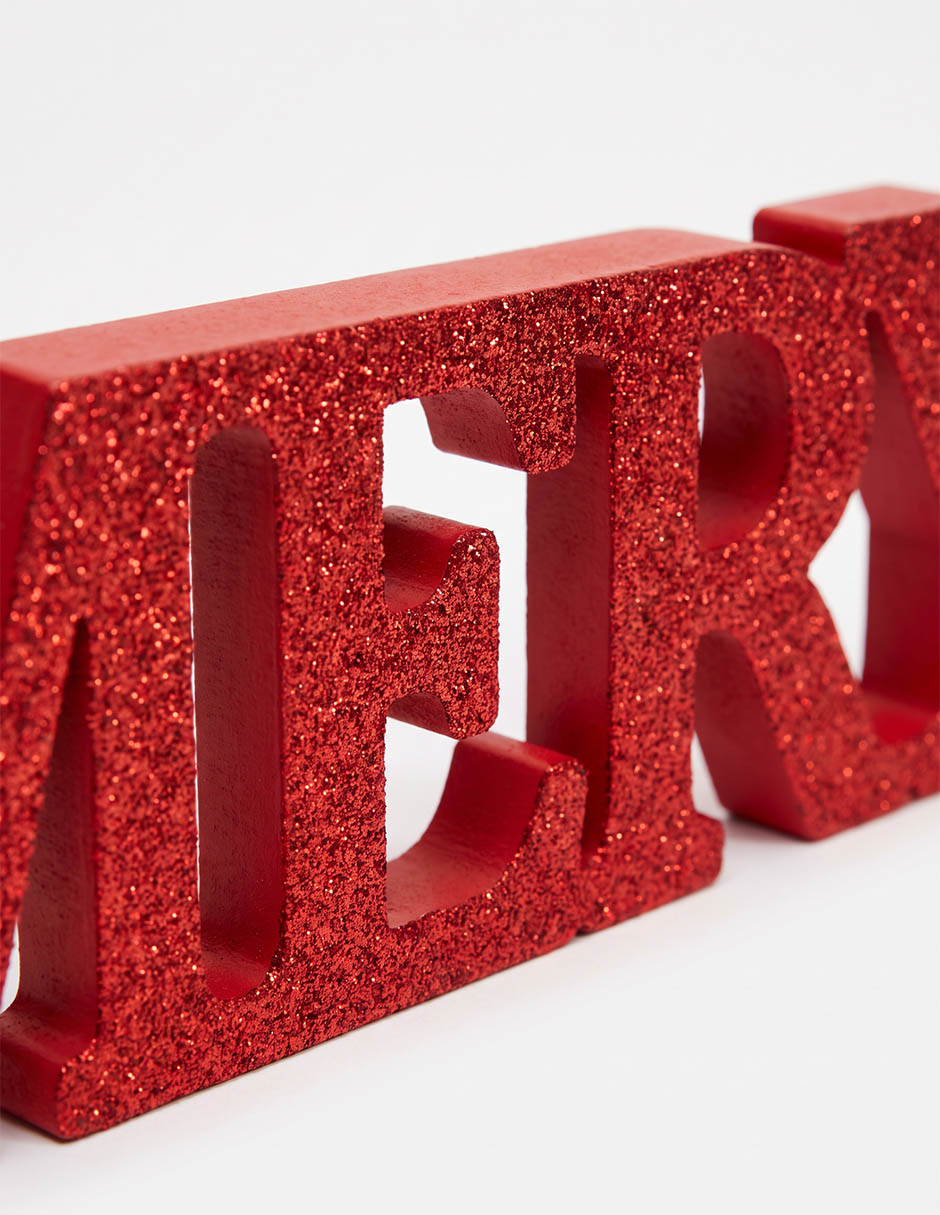 Figura decorativa navideña de letras de madera 2
