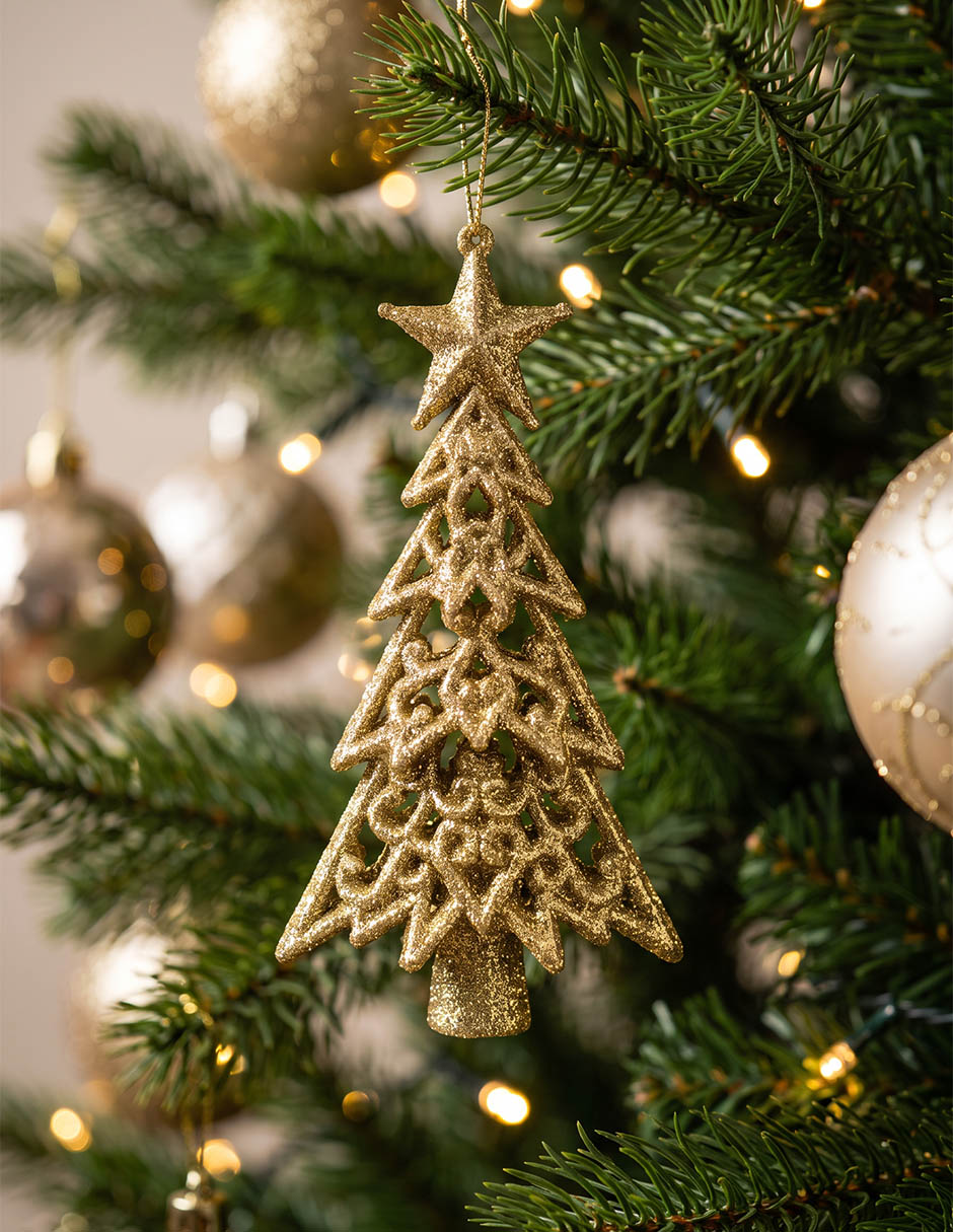 Set de ornamentos navideños con forma de pino