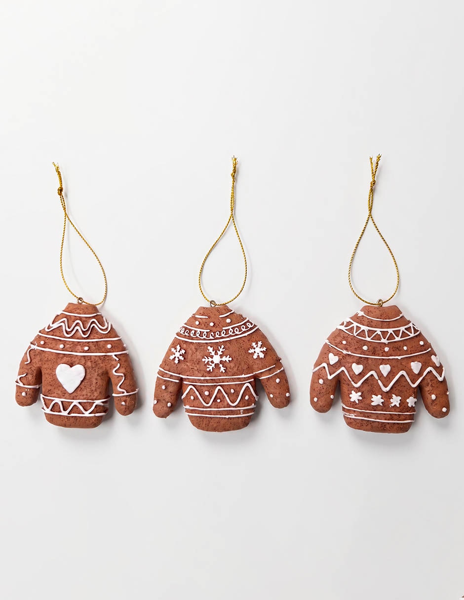 Set de ornamentos navideños de suéter