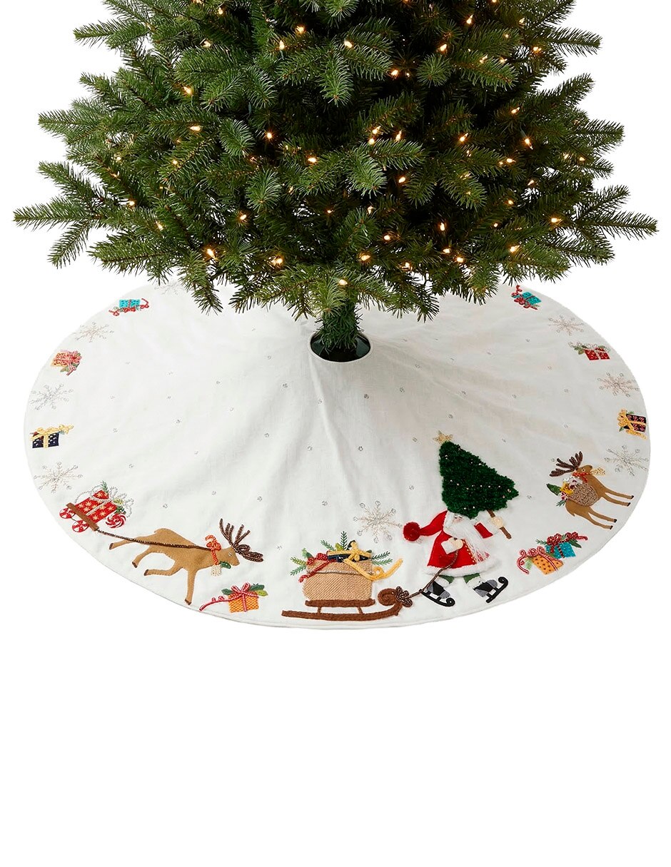 Pie de árbol estampado navideño 4