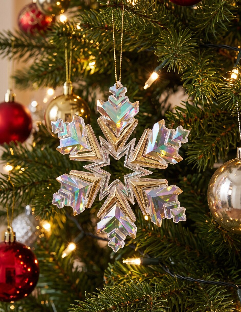 Ornamento navideño copo de nieve Metallic 4
