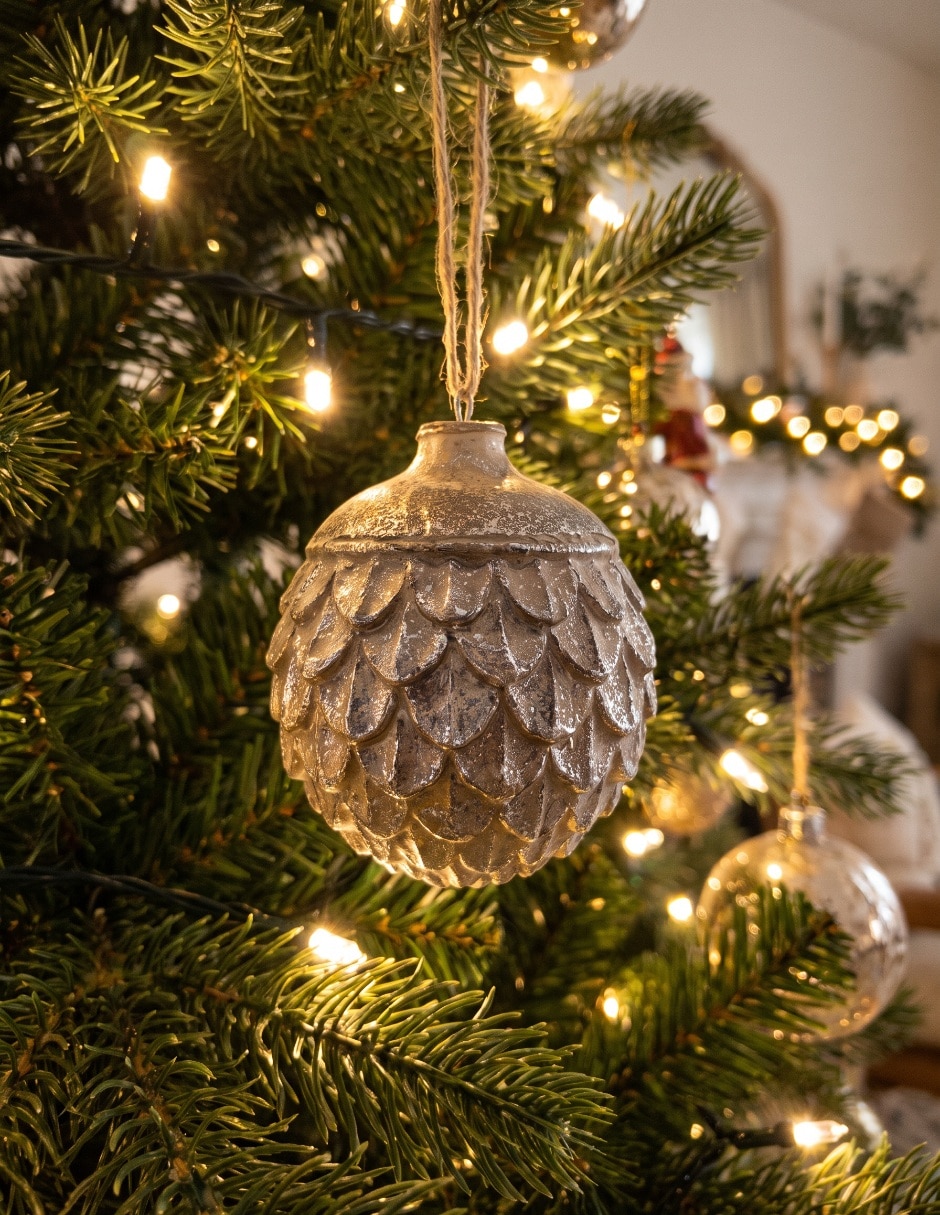 Ornamento navideño piña metallic 3