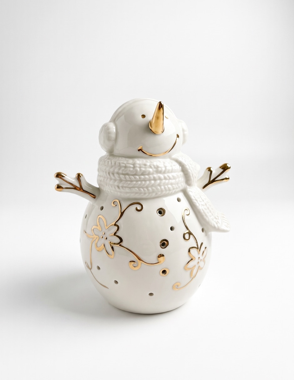 Figura decorativa snowman de porcelana Figura decorativa snowman de porcelana