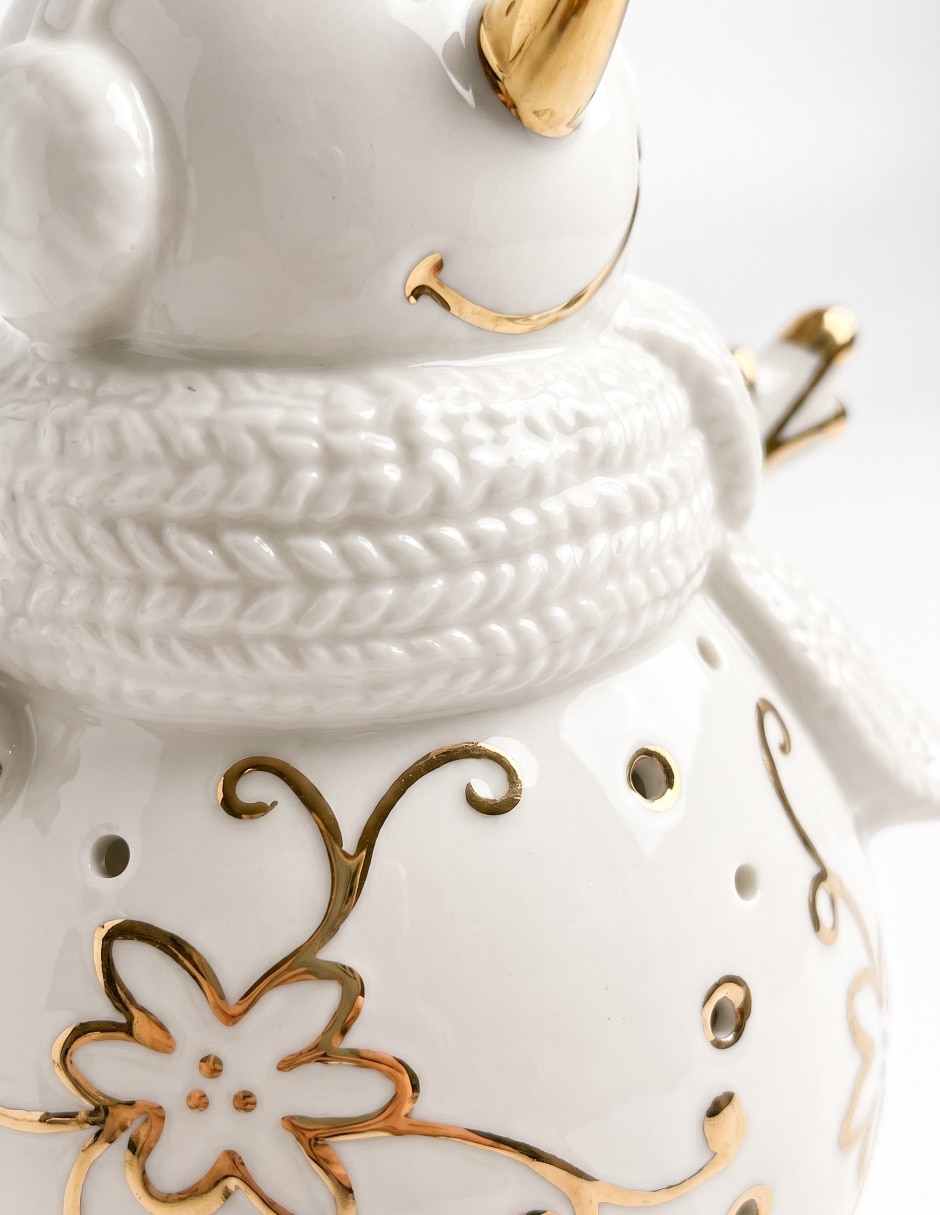 Figura decorativa snowman de porcelana 3