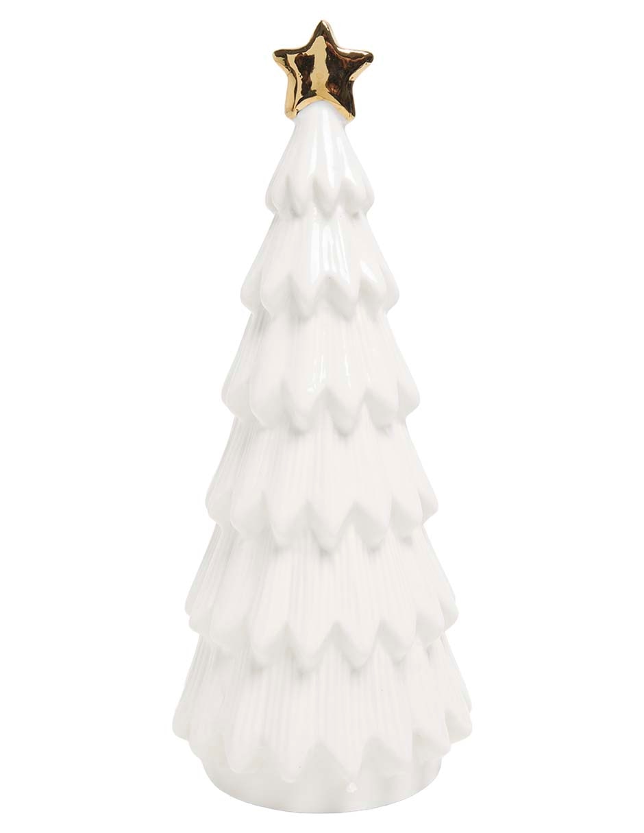 Figura decorativa navideña de árbol villa de porcelana