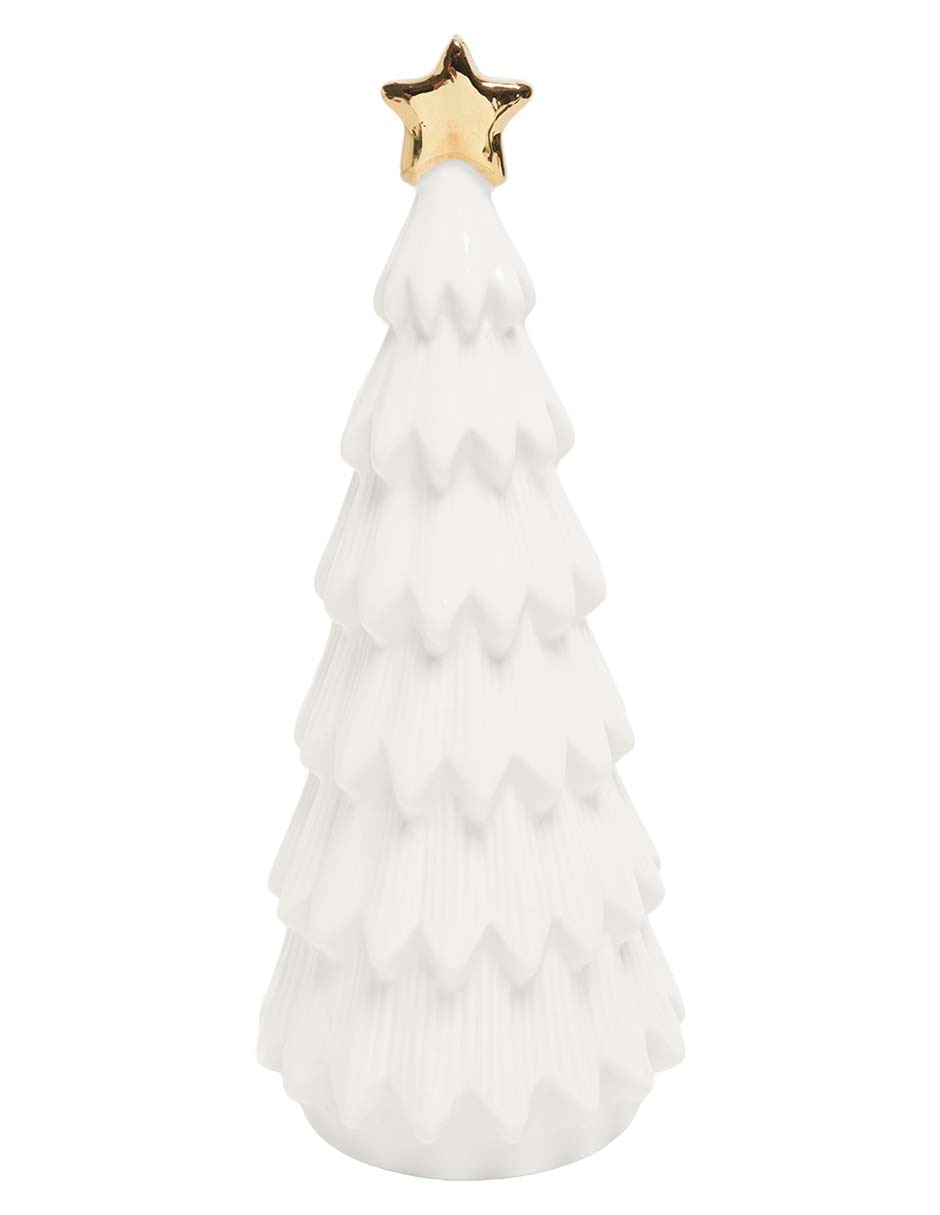 Figura decorativa navideña de árbol villa de porcelana 4