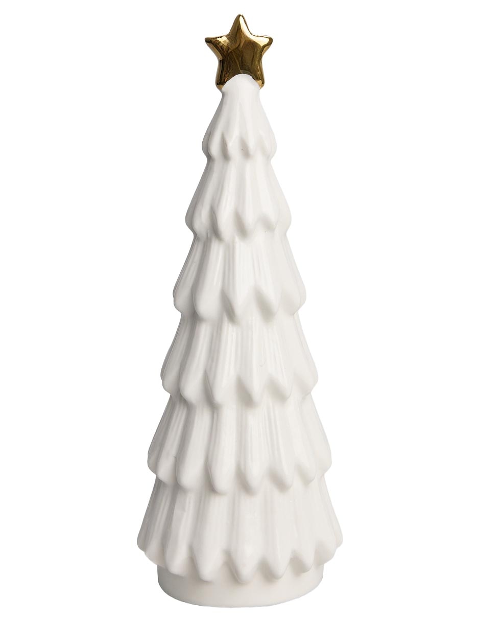 Figura decorativa navideña de árbol villa de porcelana 4