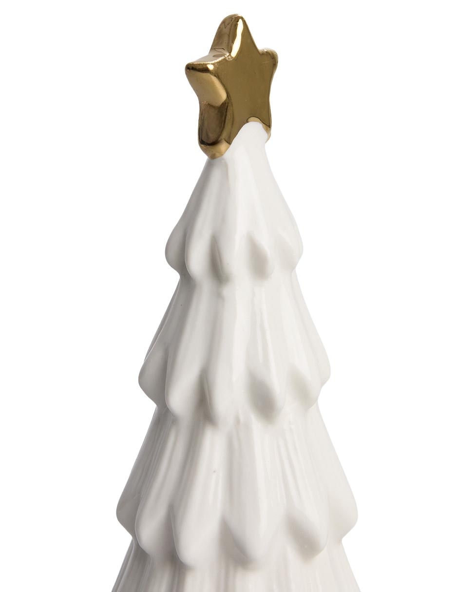 Figura decorativa navideña de árbol villa de porcelana 2