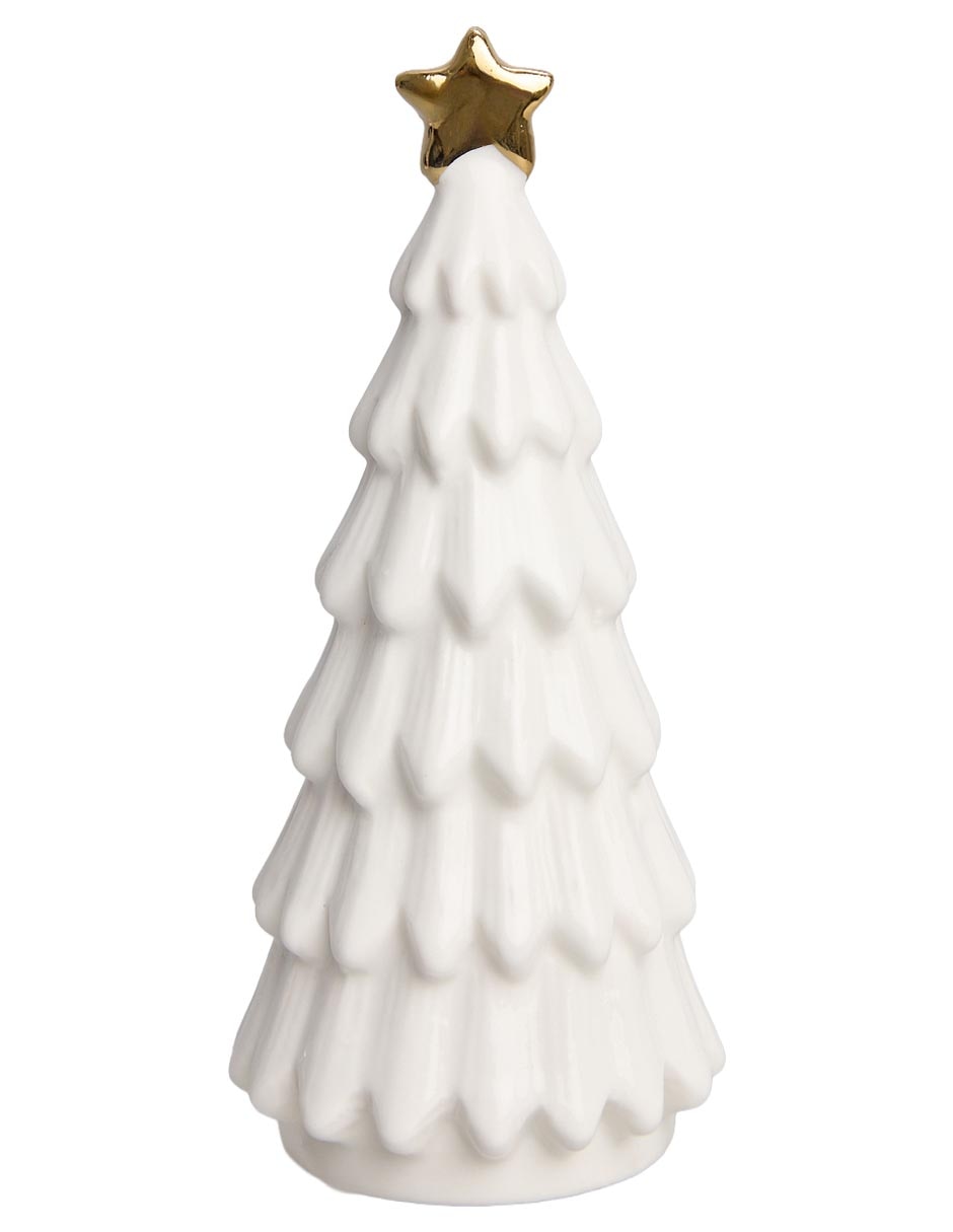 Figura decorativa navideña de árbol villa de porcelana