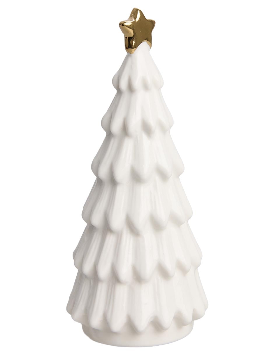 Figura decorativa navideña de árbol villa de porcelana 4