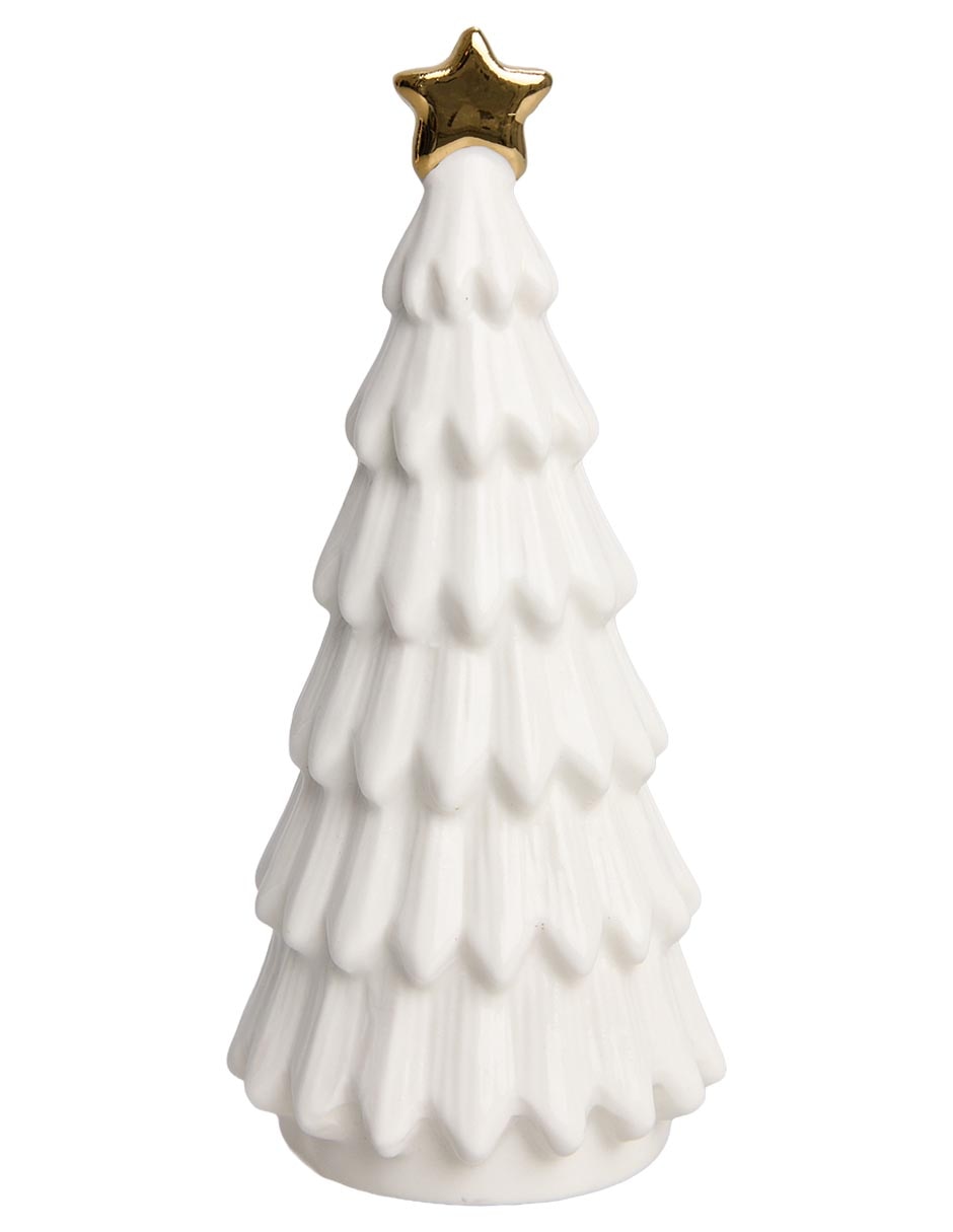 Figura decorativa navideña de árbol villa de porcelana 3