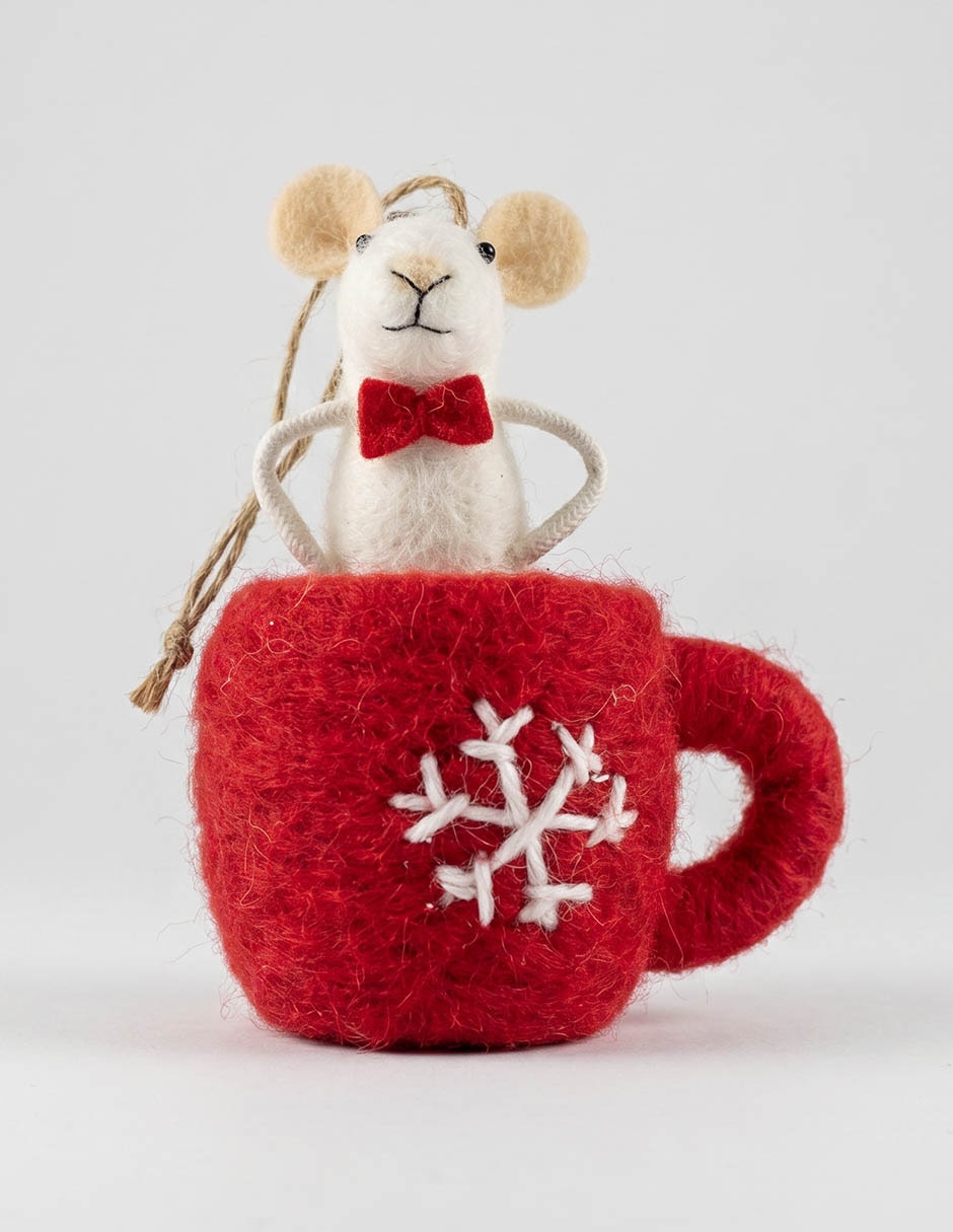 Ornamento navideño taza y ratón 1