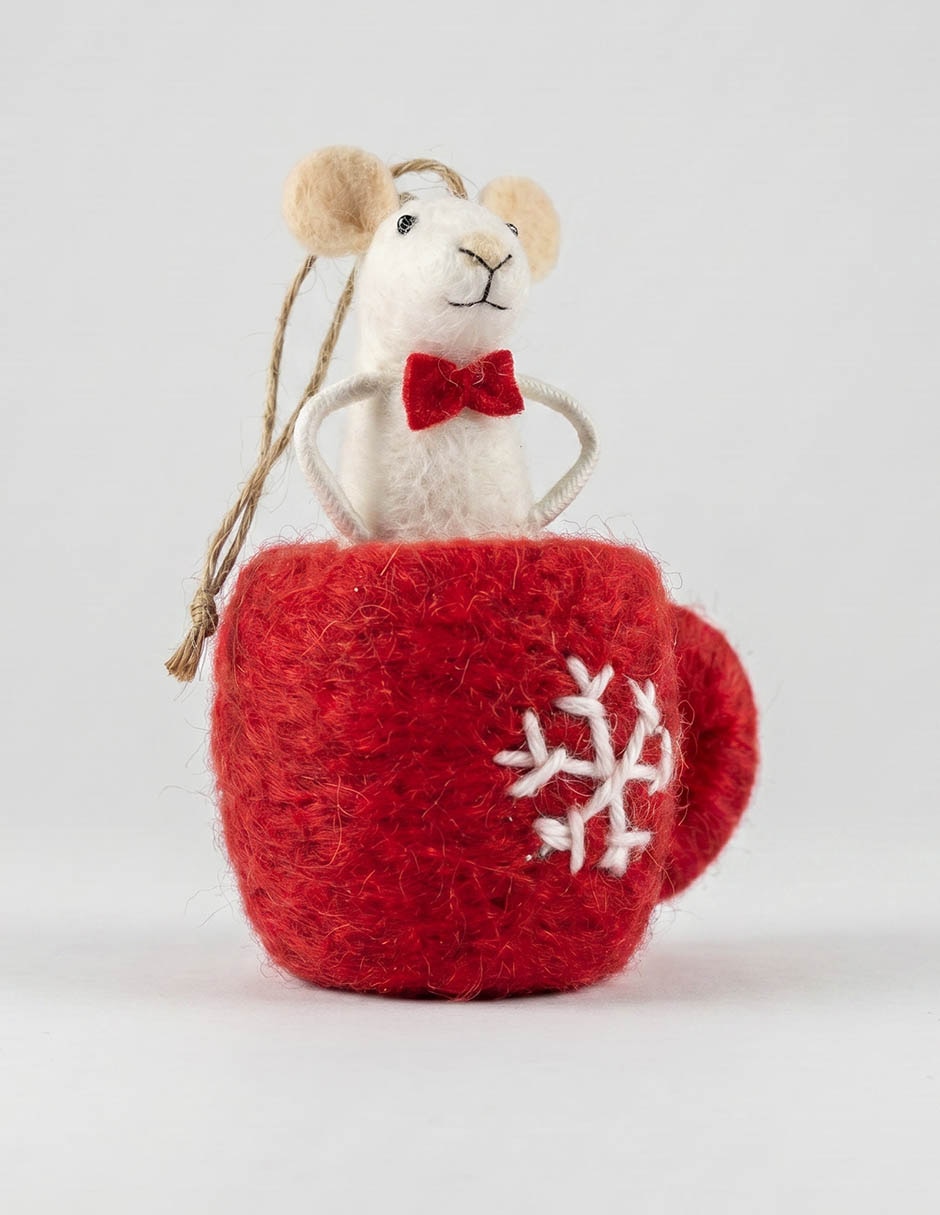 Ornamento navideño taza y ratón 2