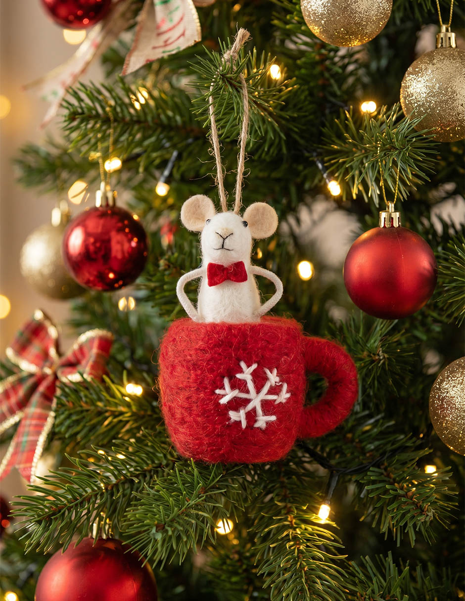 Ornamento navideño taza y ratón Ornamento navideño taza y ratón