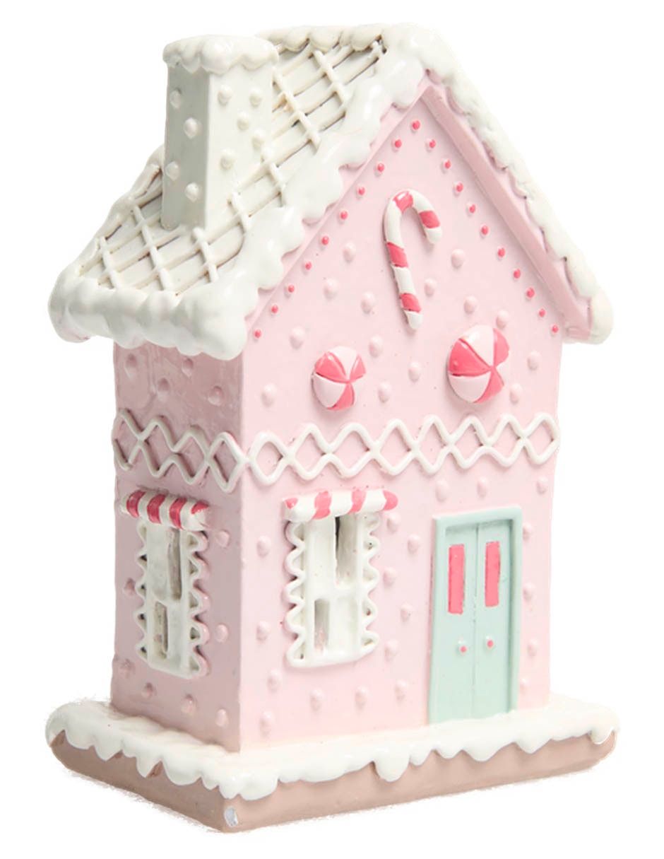 Figura decorativa navideña de casa de Jenjibre de resina