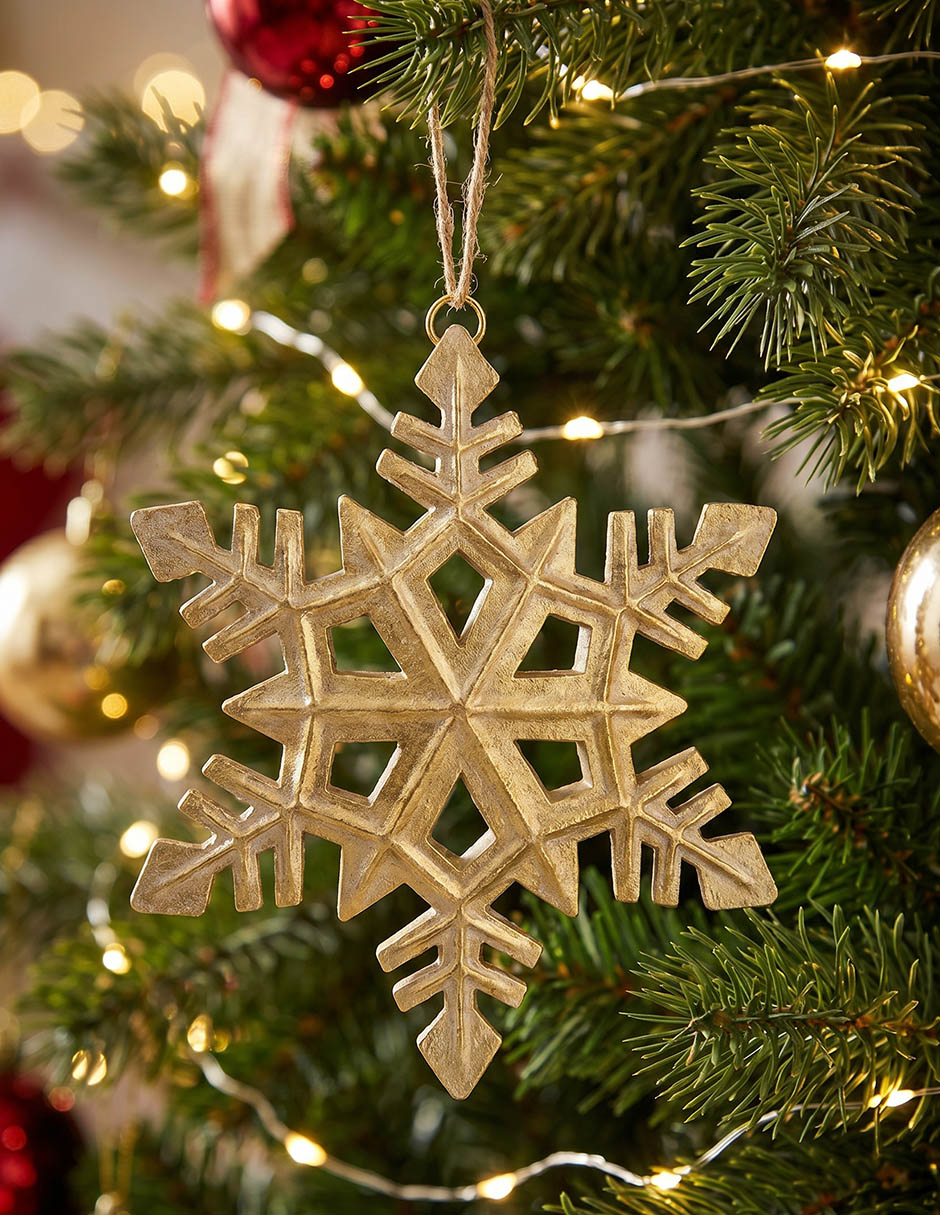 Ornamento navideño copo de nieve Metallic Ornamento navideño copo de nieve Metallic