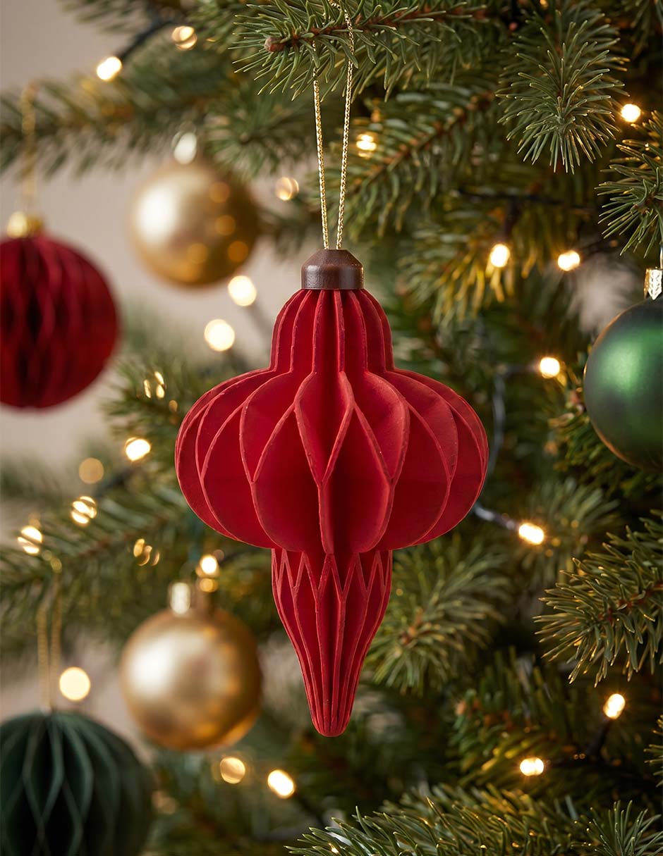 Ornamento navideño panal Roja