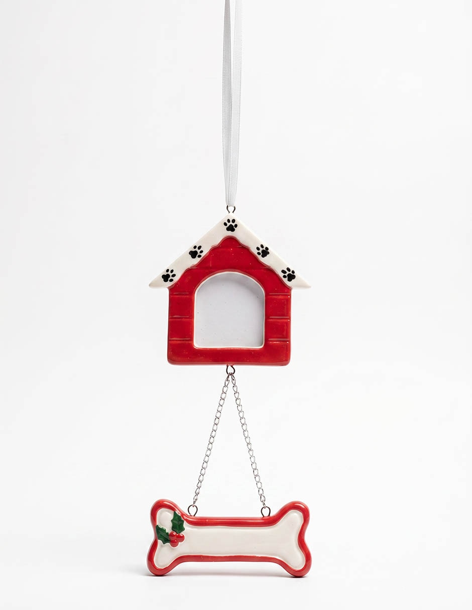 Ornamento navideño casa y hueso 1
