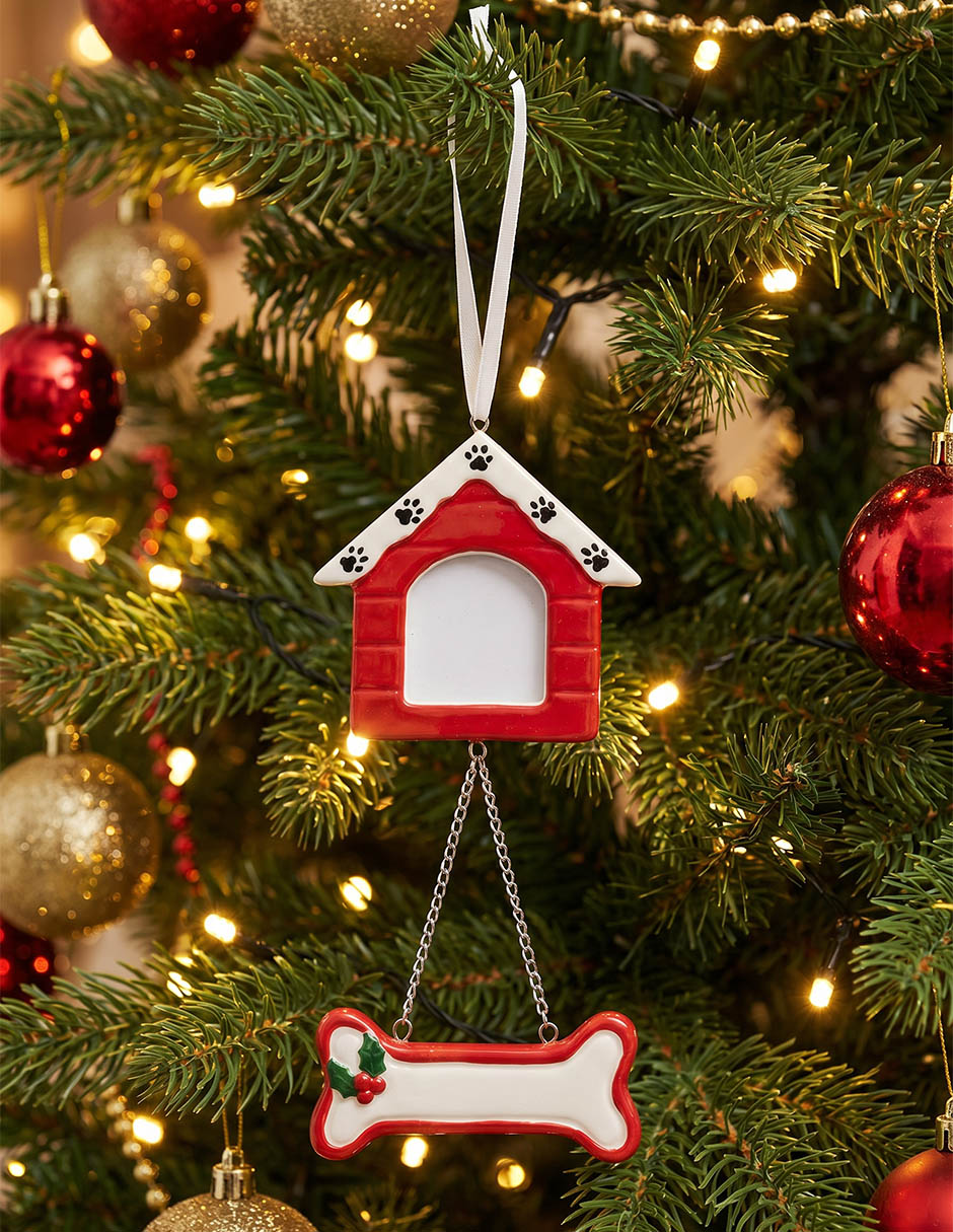 Ornamento navideño casa y hueso Ornamento navideño casa y hueso