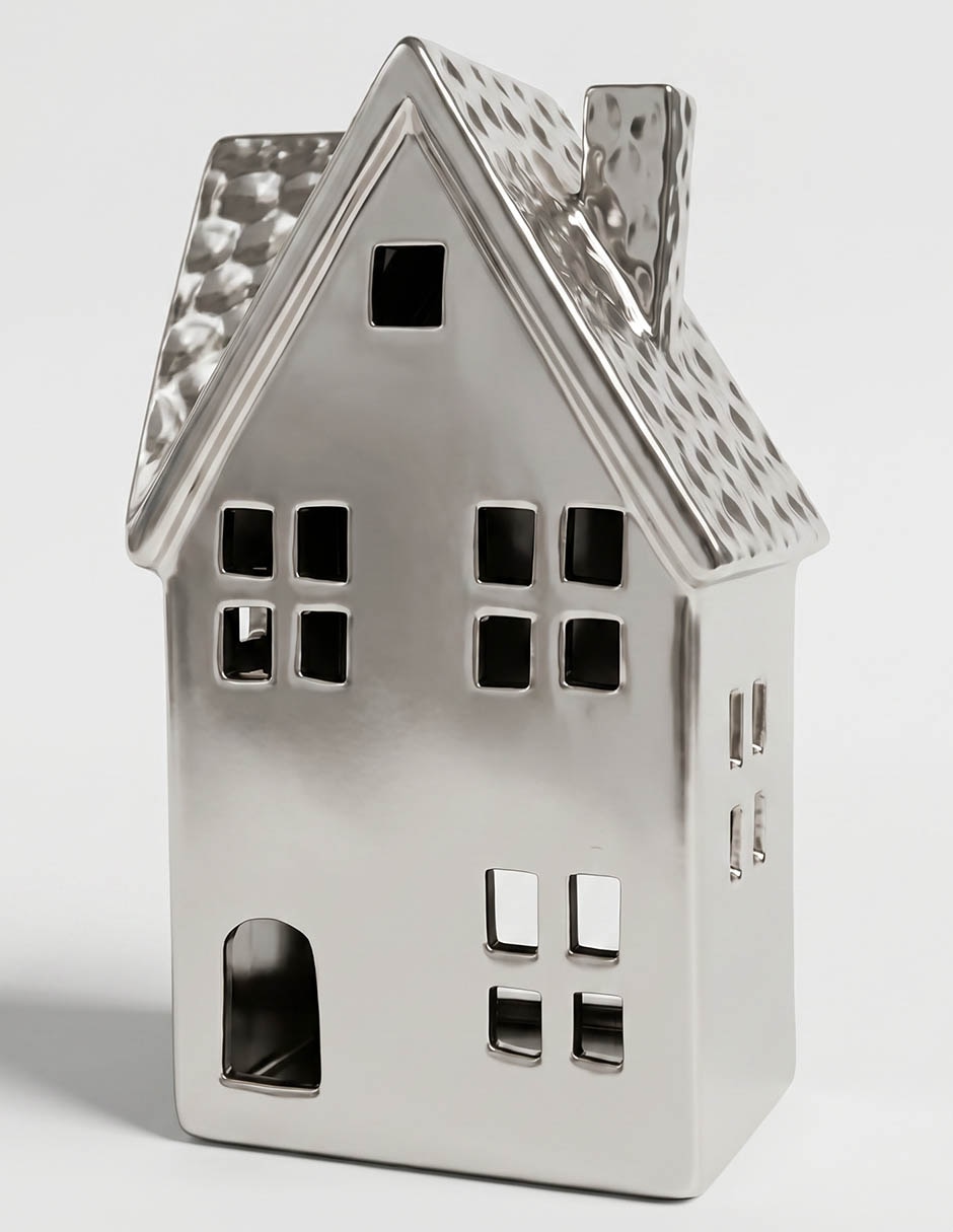 Figura decorativa navideña de casa de cerámica 1