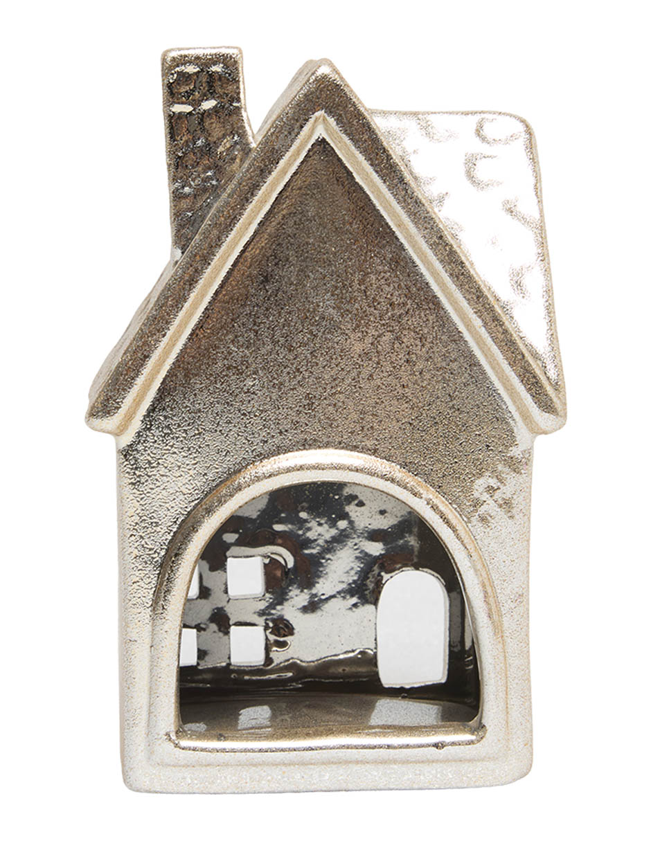 Figura decorativa navideña de casa de cerámica 3