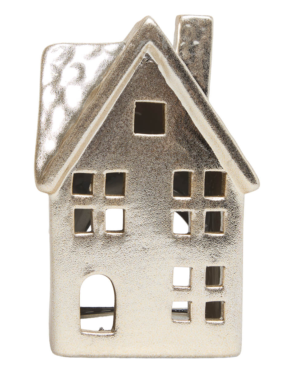 Figura decorativa navideña de casa de cerámica 1
