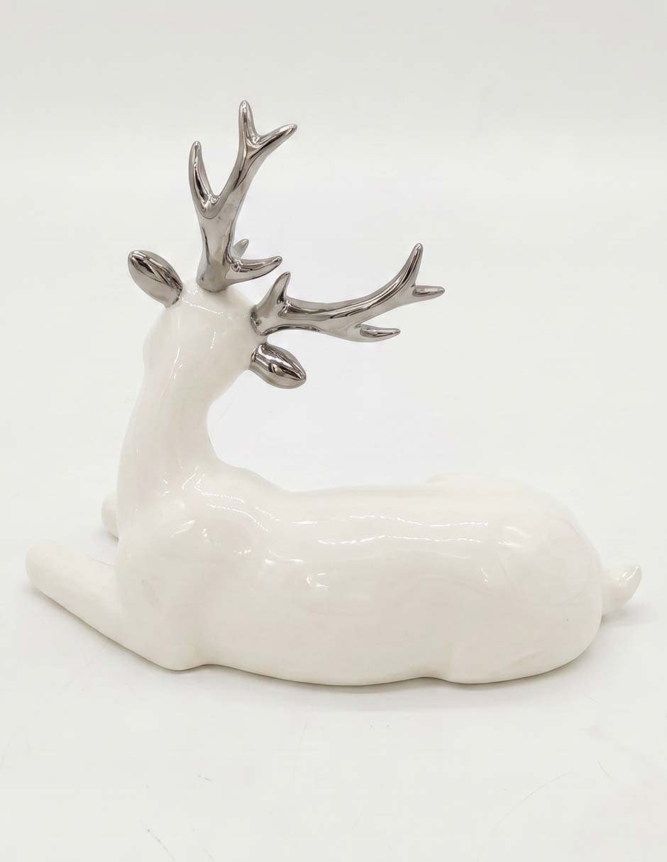 Figura decorativa navideña de reno de cerámica