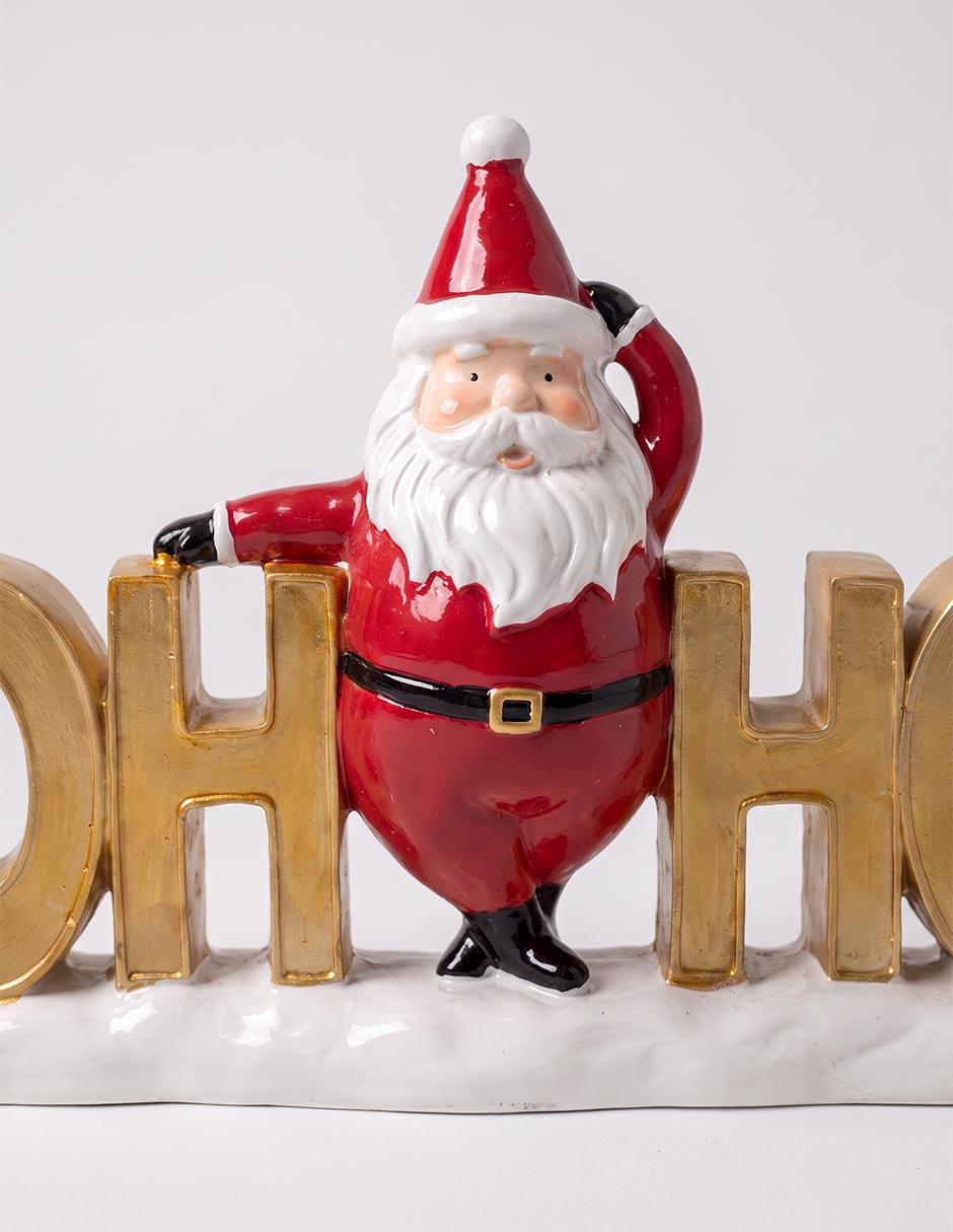 Figura decorativa navideña de letrero santa claus de cerámica 2