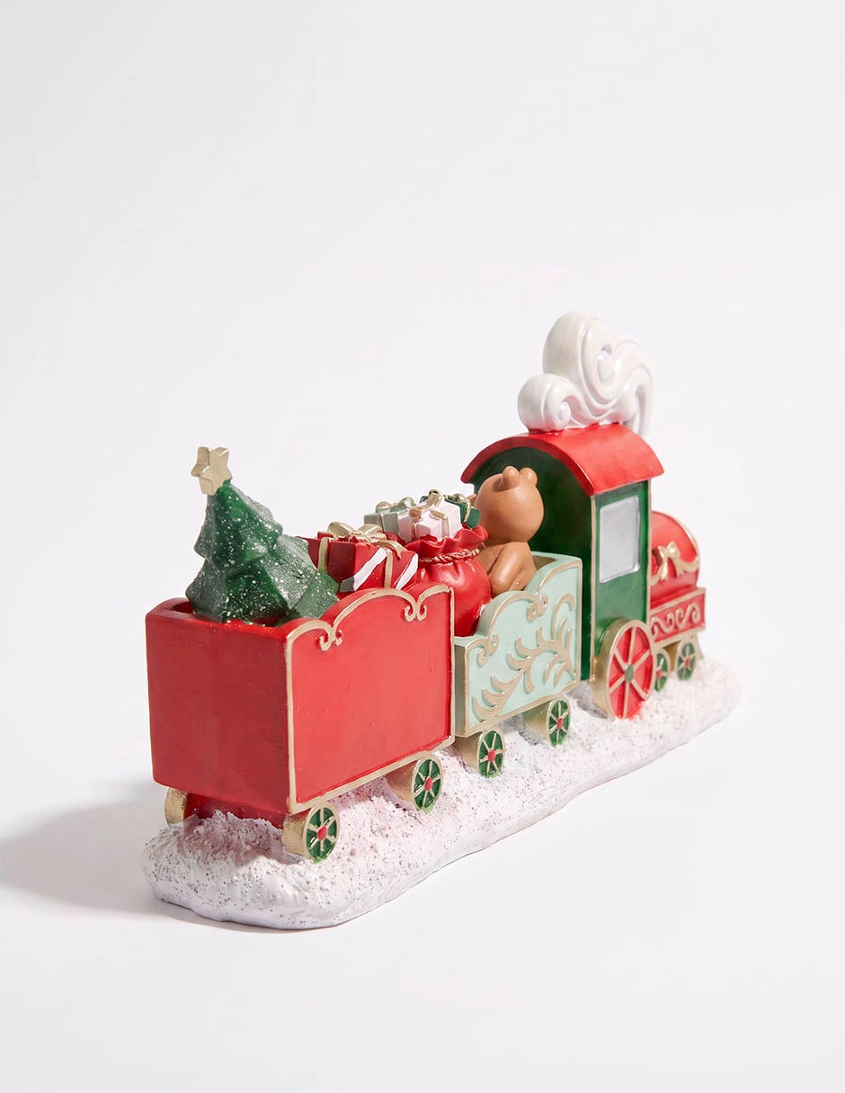 Figura decorativa navideña de tren santa claus de cerámica 5