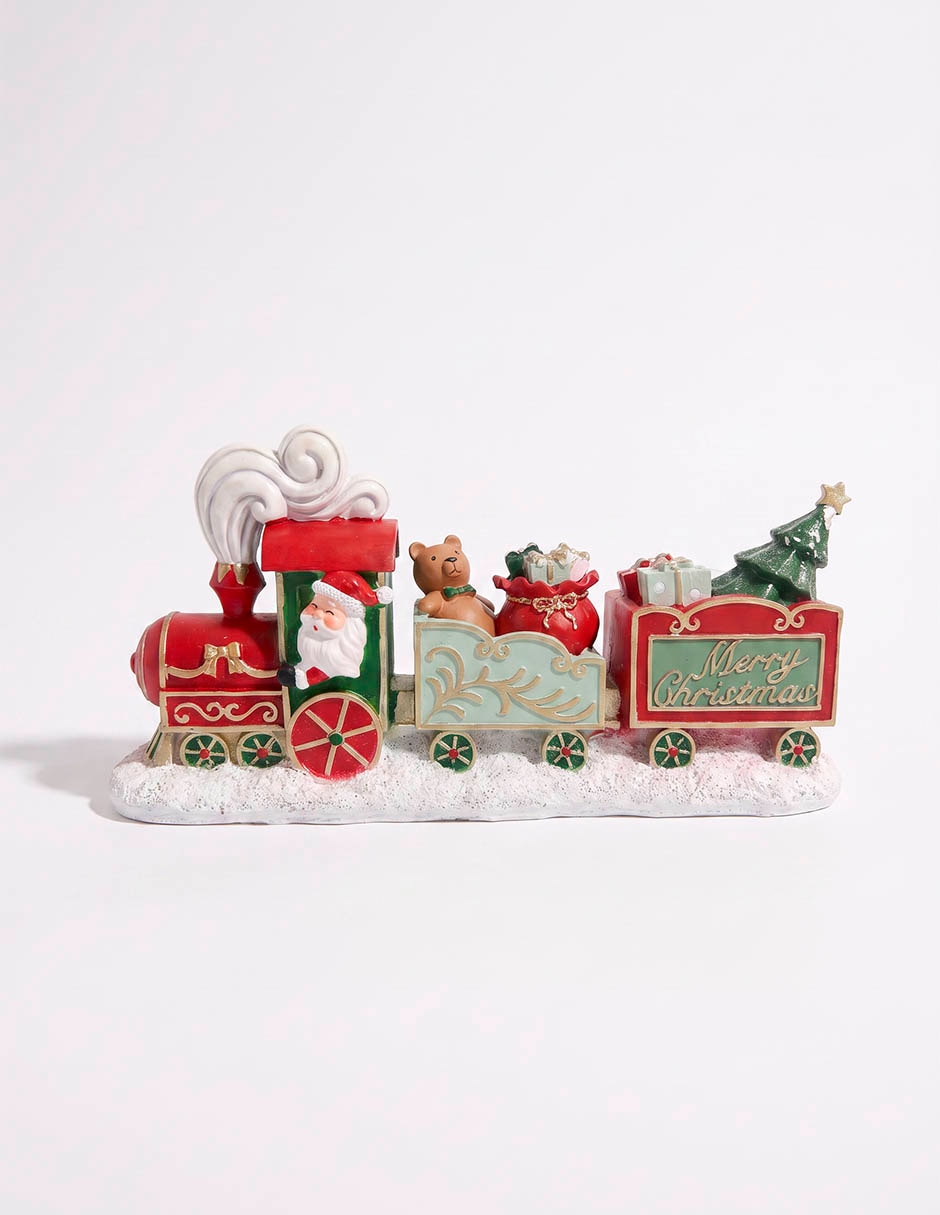 Figura decorativa navideña de tren santa claus de cerámica 3