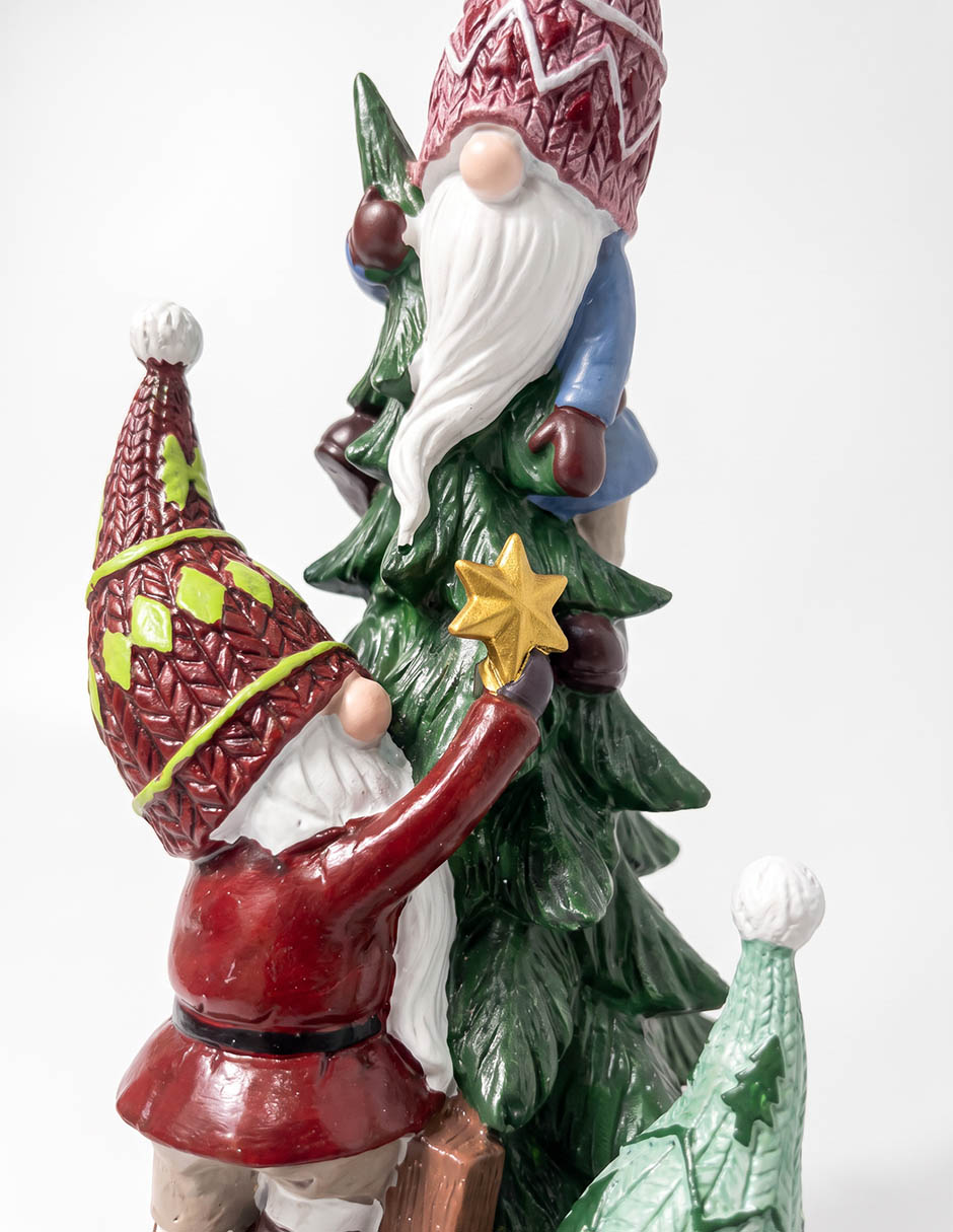Figura decorativa navideña de gnomo de resina Figura decorativa navideña de gnomo de resina