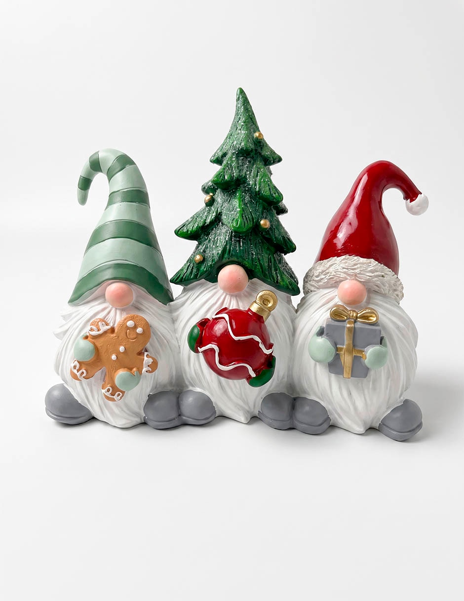 Figura decorativa navideña de gnomo de cerámica