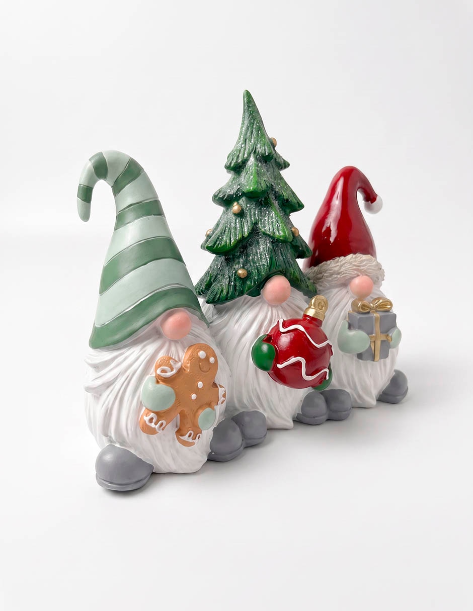 Figura decorativa navideña de gnomo de cerámica 3
